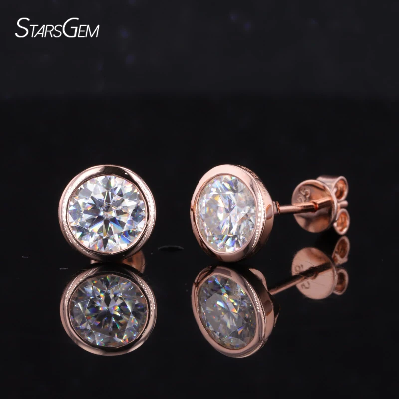 

Customized Jewelry Moissanite Diamond Jewelry Silver Rose Gold Plated Stud Earrings for Women Men