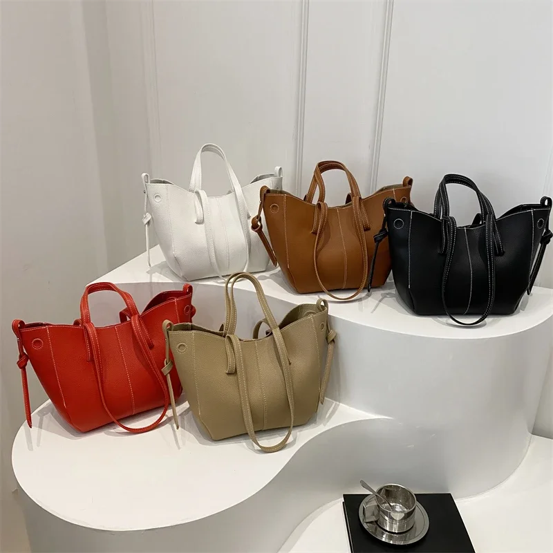 Sewing Thread Casual Pu Zipper Large Capacity Shoulder Bag …