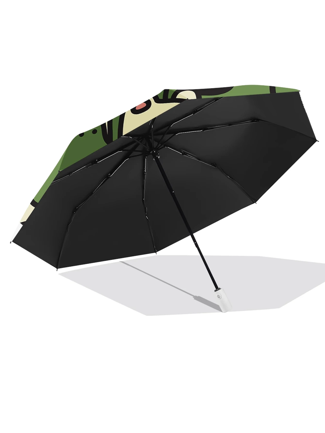 Black rubber fully automatic umbrella, student windproof sunshade umbrella, sun and rain dual-purpose sunscreen umbrella