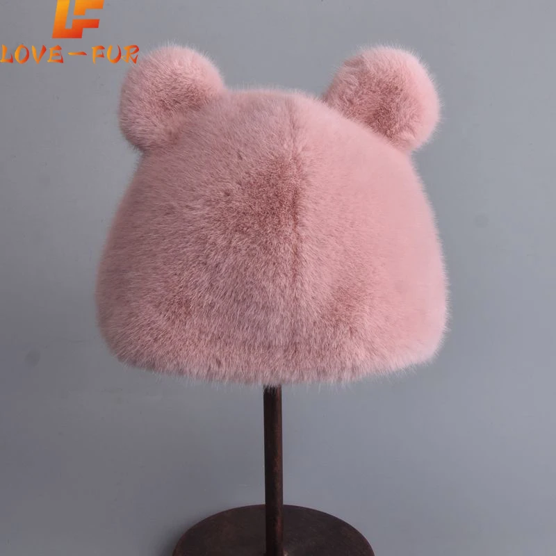 

Fashion Russian Fake Mink Hat Luxury Lady Fake Cap Winter Warm Mink Fur Hats For Women Classic Luxury Caps Earflap Christmas Hat