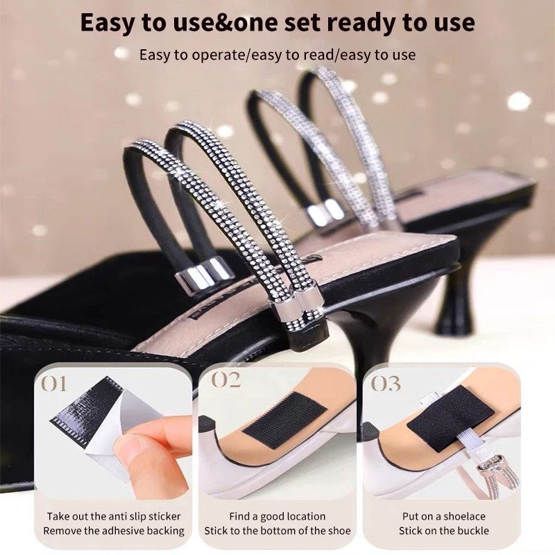 Rhinestone Ankle Shoe Straps Anti-slip High Heels Fixing Band Women Fashion Footwear Decor Tie Belts