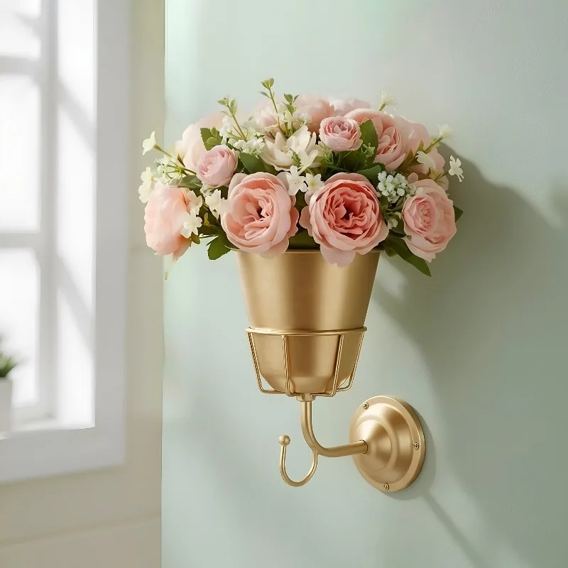 Outdoor Iron Hanging Flower Pot Conical Hook Planter for Garden Balcony Decor Vintage Rustproof Wall Mounted Patio Container