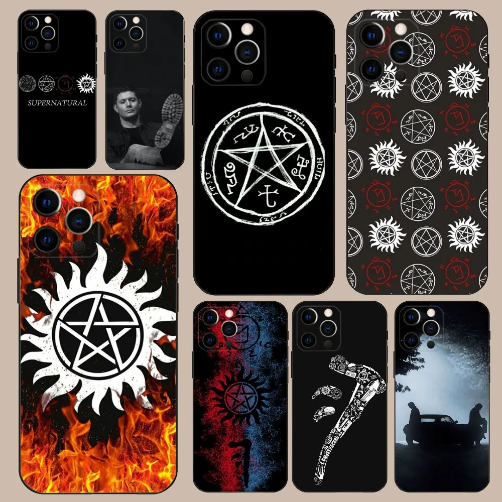 

S-Supernaturals Logo TV Series Phone Case For iPhone 16,15,14,13,12,11,Pro,X,XS,Max,XR,Plus,Mini Soft Black Cover