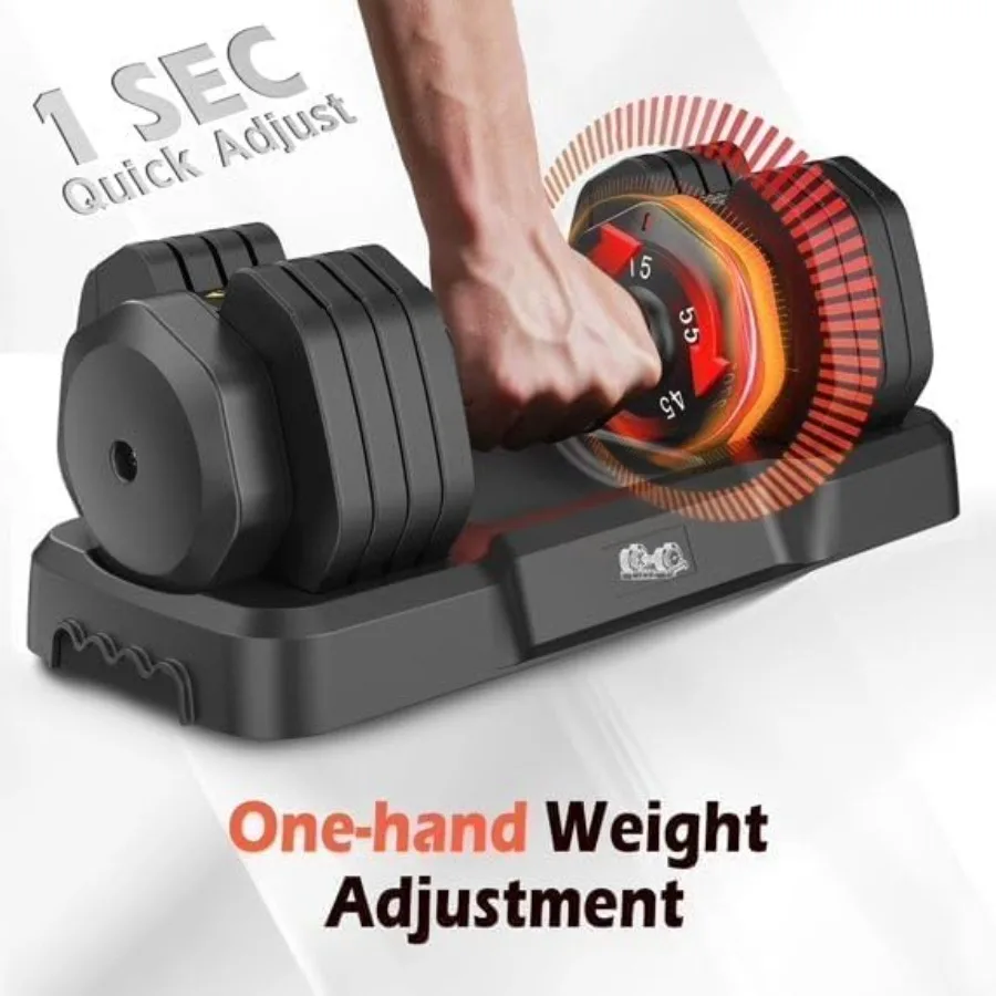 DB1 QuickDial Adjustable Dumbbell Set, 15-in-1 Adjustable Weights with Storage Box and App, 105lb/52.5lb Quick Change for Drop