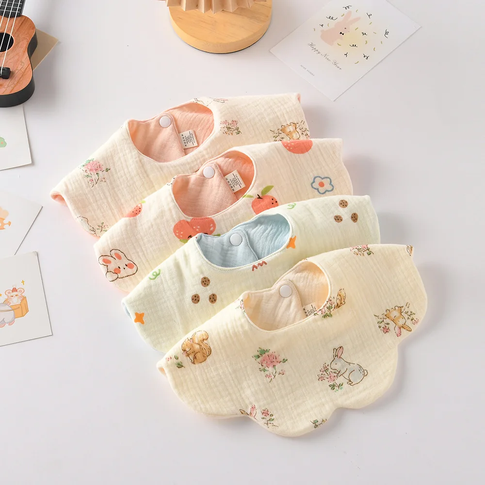 

Новый хлопковый двусторонний полезный нагрудник для кормления младенцев, полотенце с волнистыми лепестками, мягкая ткань для отрыжки для новорожденных, детские нагрудники