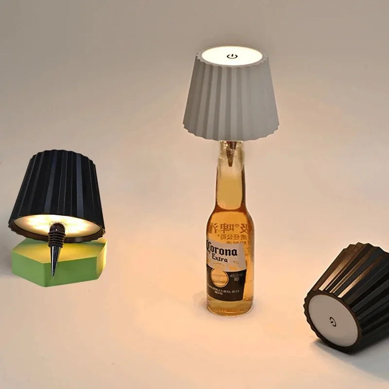 

Wireless Bottle Table Lamp Touch Control of 3 Colors and Stepless Dimming Night Lamp Suitable for Bar Wine Bottles Desk Lights