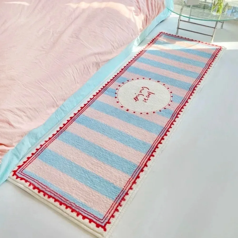 Alfombra de tira larga estilo Ins, manta refrescante cómoda para dormitorio, manta para ventana salediza, alfombra para guardarropa, decoración del hogar, alfombra para dormitorio