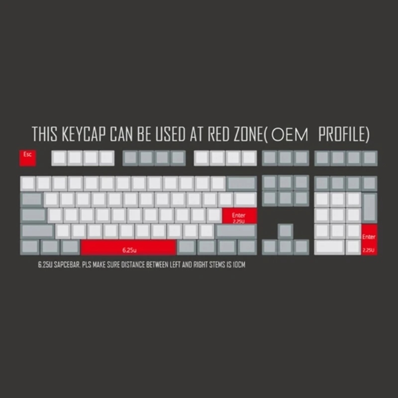 4 klawisze Entre 6.25u Spacja Keycap PBT Pięć stron Barwiony klucz profilowy OEM