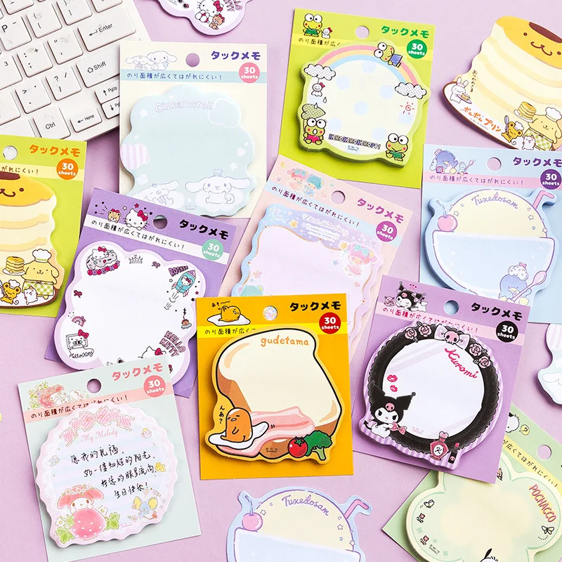 

10pcs/lot Kuromi Cinnamoroll Memo Pad Sanrio Pochacco Sticky Notes Stationery Label Notepad Planner Sticker Post School Supplies