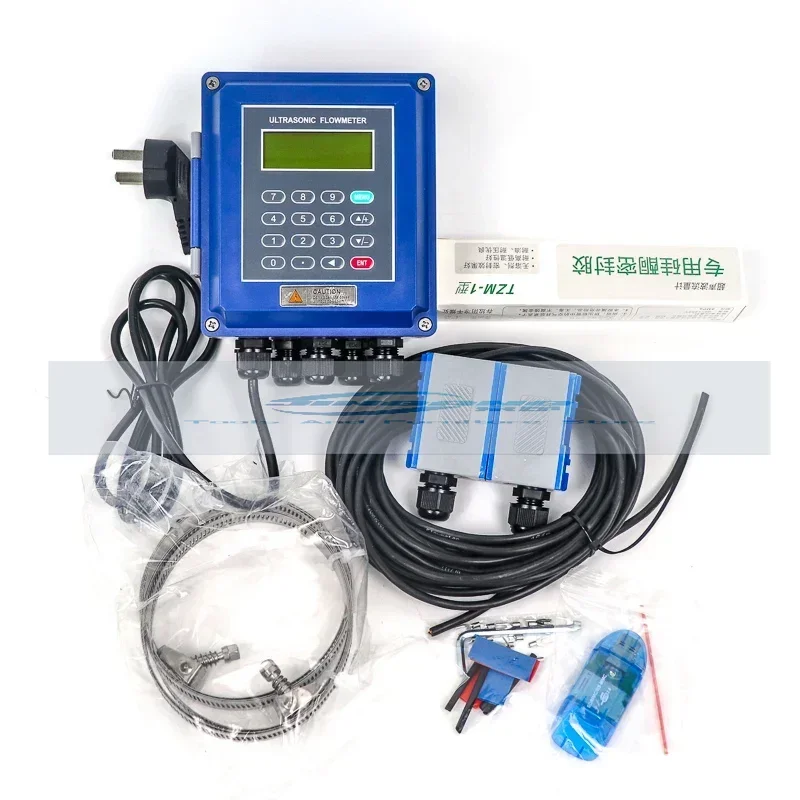 Smart ultrasonic flow meter clamp on pipe with 4-20ma 0-10v signal output RS485 protocol communication