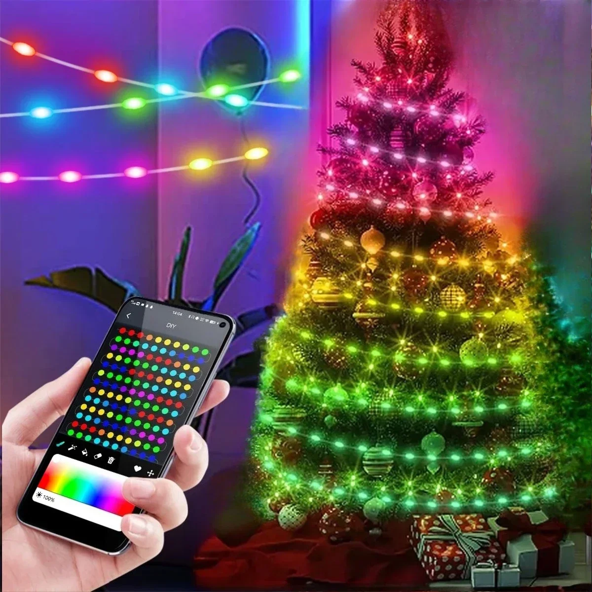 Christmas Lights Led Fairy Light Strip Smart Bluetooth USB Music Festoon Street Garland Wedding Birthday Party Decor for Home
