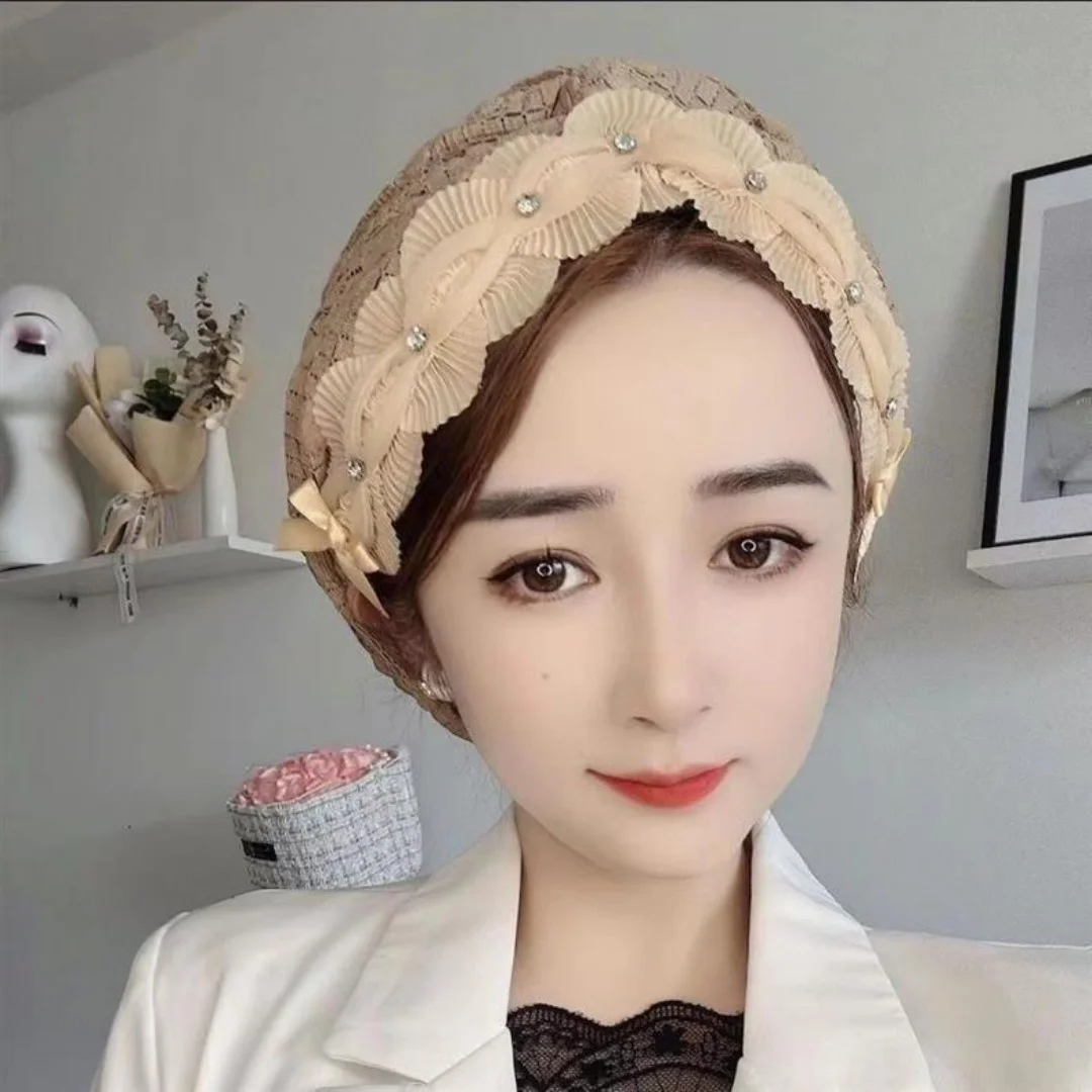 Damska czapka turbanowa z dżetami, muzułmańska chusta na włosy, hidżab, apaszka na głowę, bandanka, czapka beanie