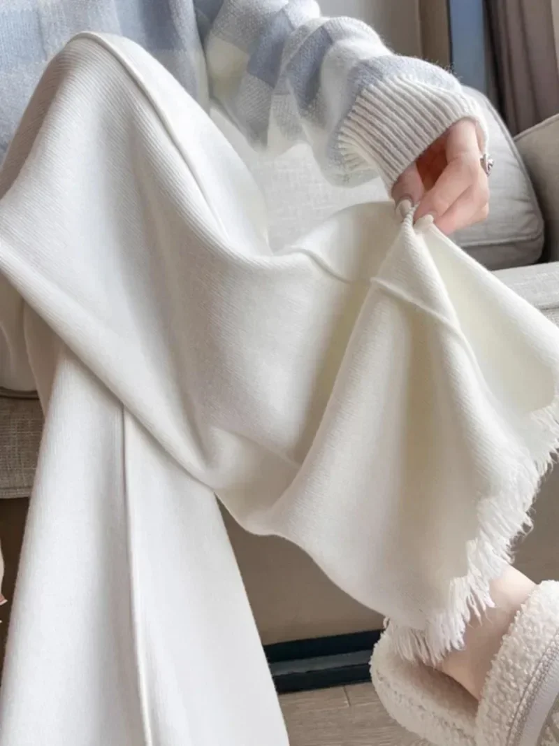 สไตล์เกาหลี Sweatpants ผู้หญิงฤดูใบไม้ร่วงฤดูหนาวใหม่แฟชั่นเอวสูงกางเกงสบายๆถักกางเกงตรง Y2k