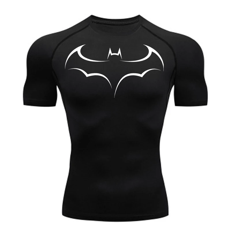 

Bat Printed Men's Tight T-Shirt Running Compression Compression T Shirt Gym Fitness Jogging Short Sleeve Male Casual Shirt Tops