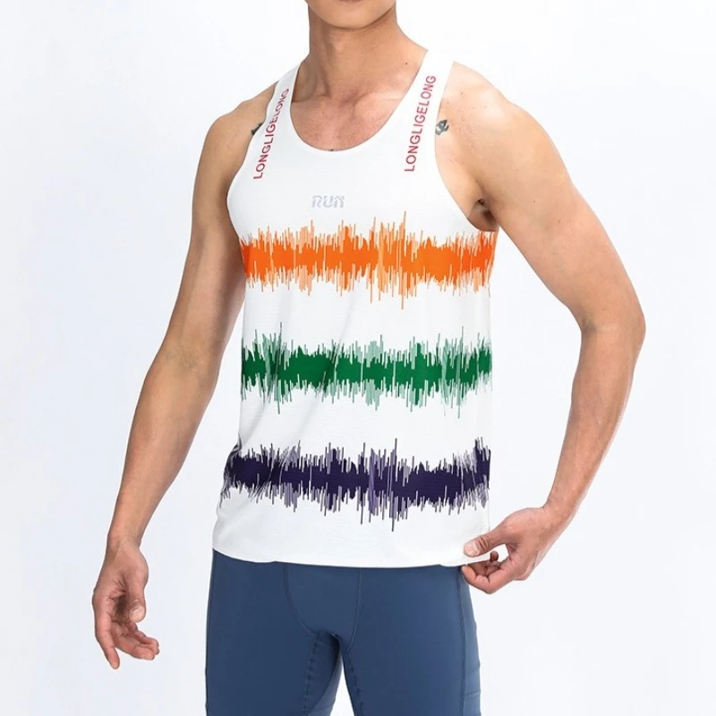 

Men’s & Women’s Running Tank Top – Seamless Printed Quick Dry Lightweight Marathon Training Vest, Summer Sports Fitness Shirt