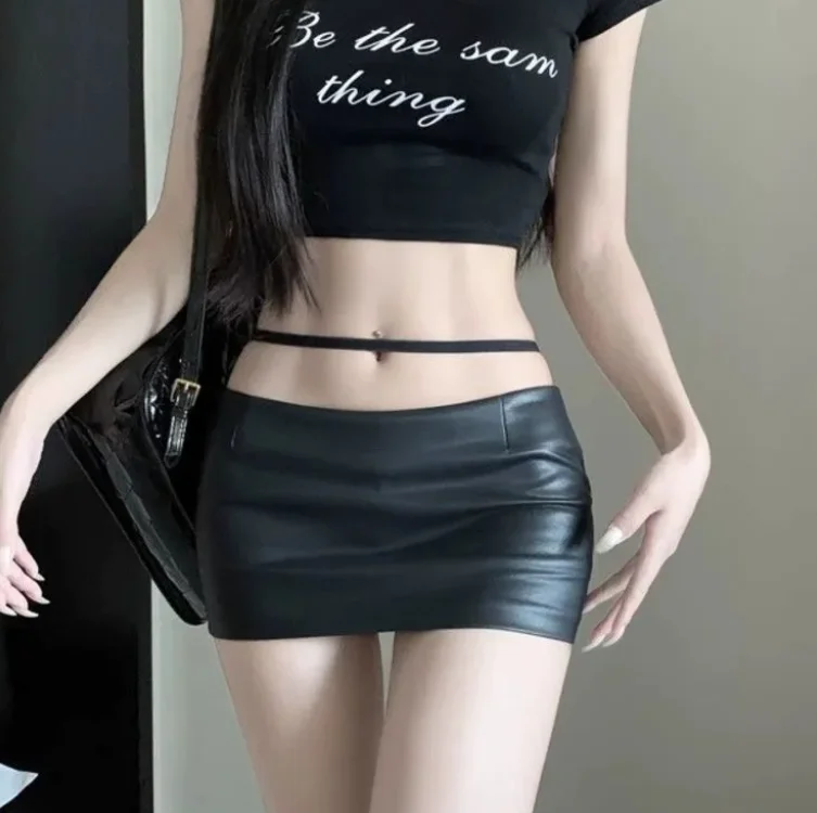솔리드 컬러 로우 허리 꽉 끼는 엉덩이 포옹 스커트 여성용, 여름 섹시한 하이 스트리트 스타일 울트라 짧은 엉덩이 포옹 스커트