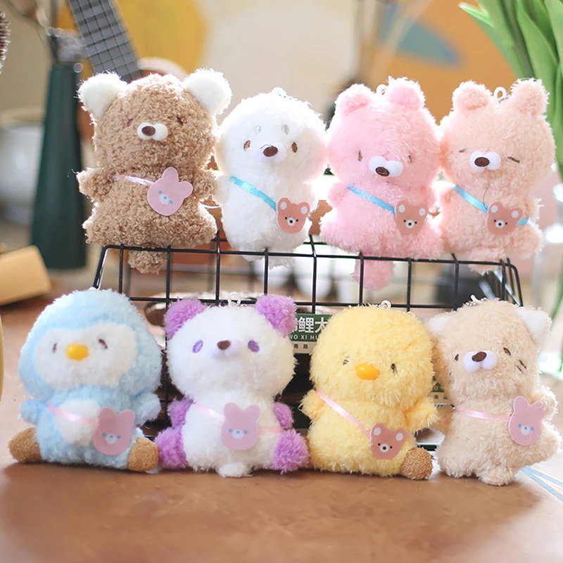 Cute Plush Chick Penguin Doll Toys Keychain Bag Charms Key Pendant Decorations Kawaii Soft Stuffed Key Ring For Girls Kids Gifts