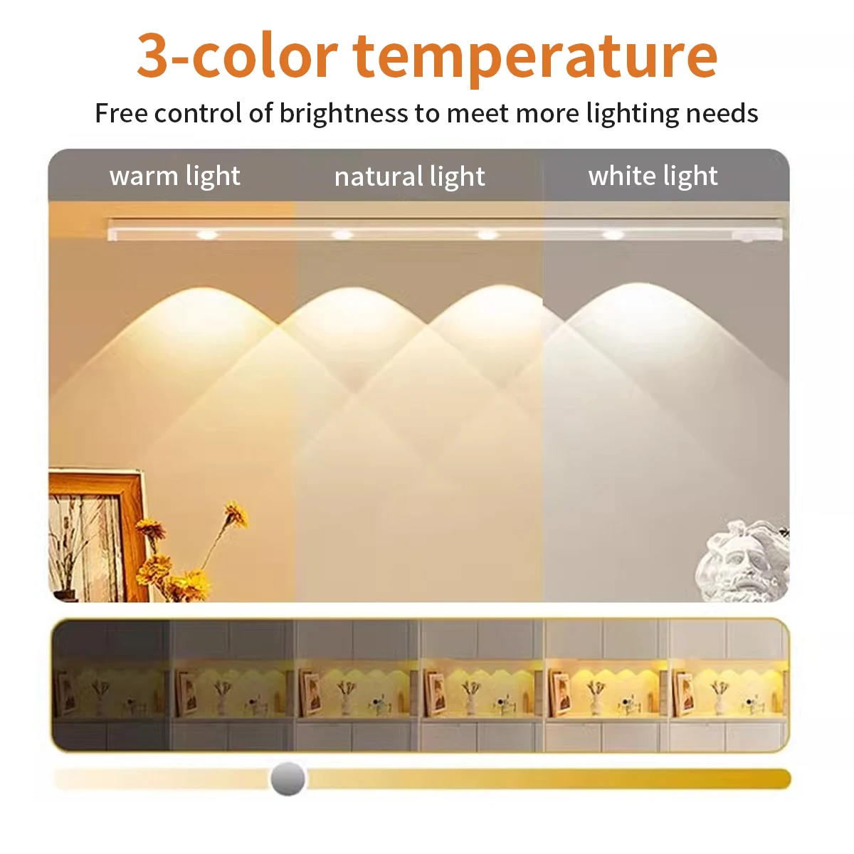 1Pcs [Wireless Led Motion Light] Rechargeable, Eye-Friendly Soft Light, Dimmable, Motion Sensor Light, Body Sensor Light, Small Strip Night Light, Mountain-Shaped Light, Led Strip Light, Also Can Be Used as a Reading Light, Suitable for Wine Cabinets, Cupboards, Wardrobes, Shoe Cabinets, Kitchens, Bedrooms, and Hallways