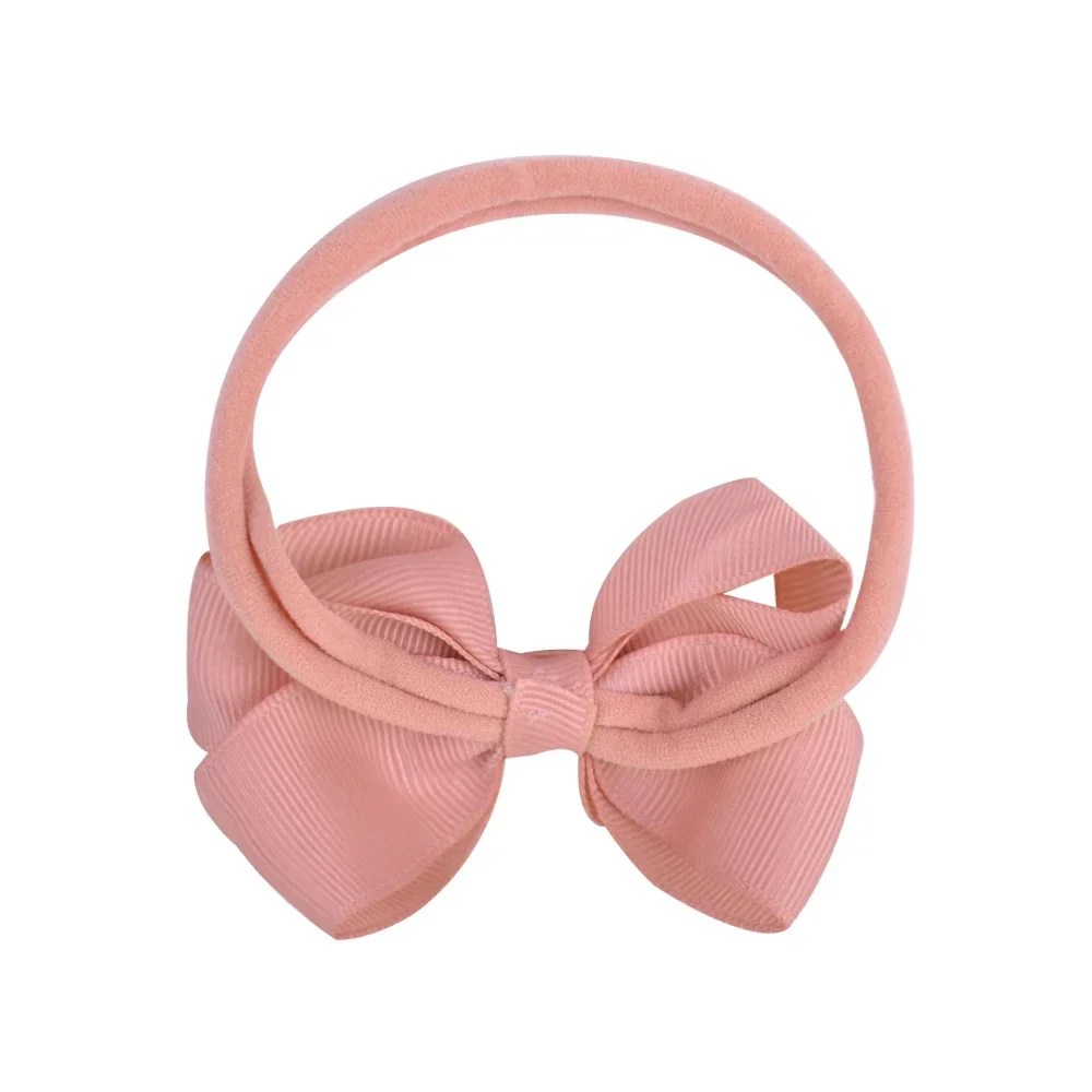 Handmade Elastic Hair Bands para meninas Solid Baby Headband Fita de grosgrain Bowknots Headwear para crianças, acessórios para cabelo, 3,15 polegadas