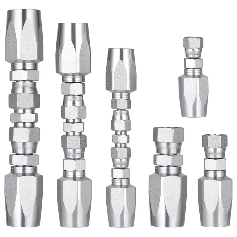 A58Z 3Pcs Hydraulic Hose Field Repair Kit,1/4In,3/8In,1/2In and Small Repair Parts,Reusable Hydraulic Repair Fittings