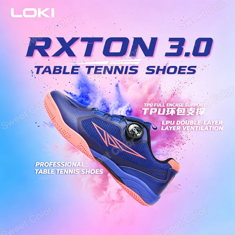 

LOKI Professional Ping Pong Shoes for Men Women Lightweight Lace-up Free Table Tennis Shoes Anti-slip Shock Absorbing Footwear