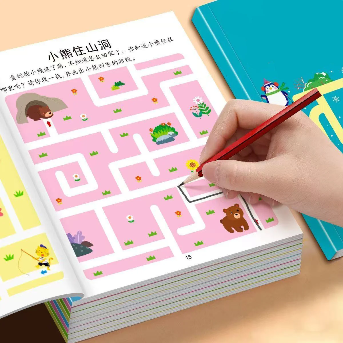 Children Focus Practice Maze Workbook 46 Pages Cute Cartoon Themed Mazes Early Fine Motor Skill Training Activity Book