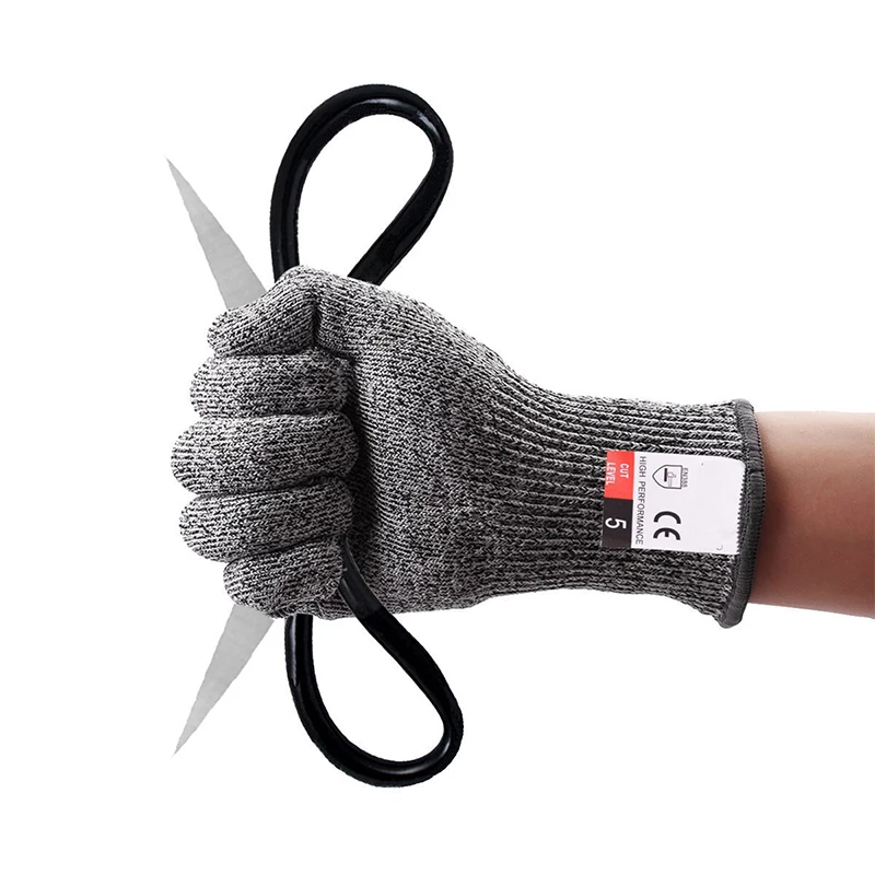 2PCS Grade 5 Anti Cutting Gloves Kitchen HPPE Anti Scratch Glass Wood Cutting Safety Protection Horticulturist Protector Gloves
