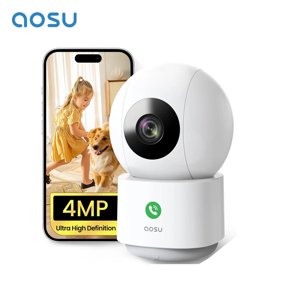 AOSU 4MP 5/2.4 GHz WiFi Camera Wireless Indoor Camera 6X Zoom 2-Way Audio Baby Monitor CCTV Security Camera Work with Alex