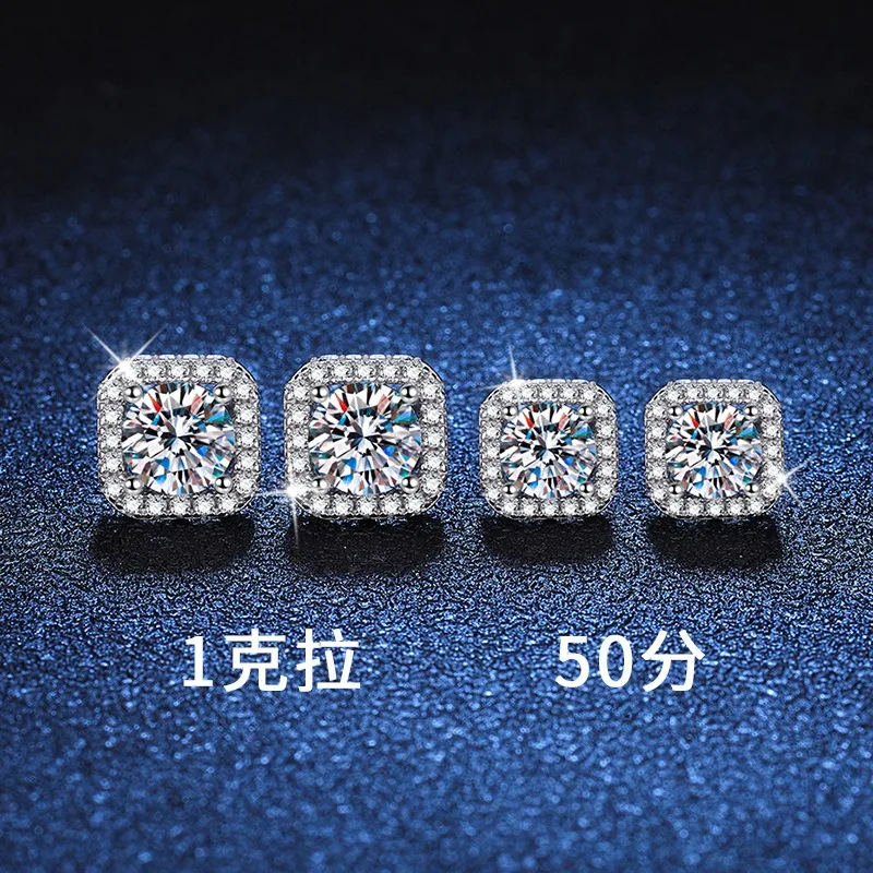 

0.5-1 Carat D Color Moissanite Stud Earrings 925 Sterling Silver Anniversary Jewelry Gift