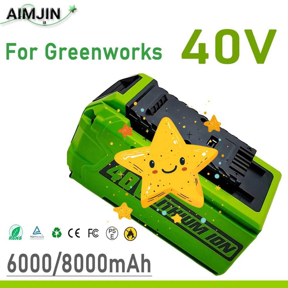 

Applicable Greenworks 40V SU 6000mAh Li-ion Battery 8.0AH 29472 29462 25322 24252 29727 29717 RU 40v for greenworks battery