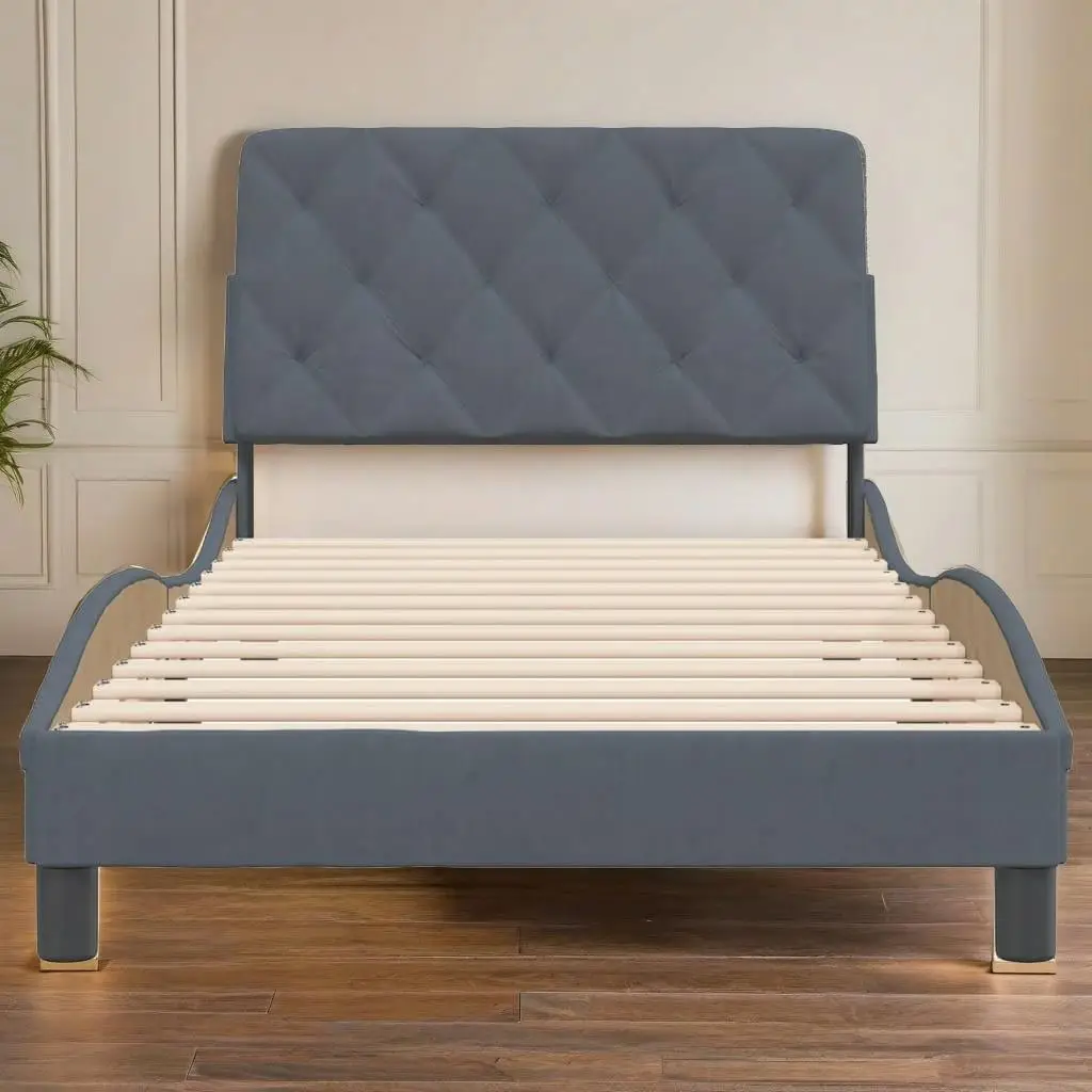 

Dark Gray Velvet Bed Frame 39.4x79.9 - Stylish, No Mattress Included, Modern Design for Bedroom