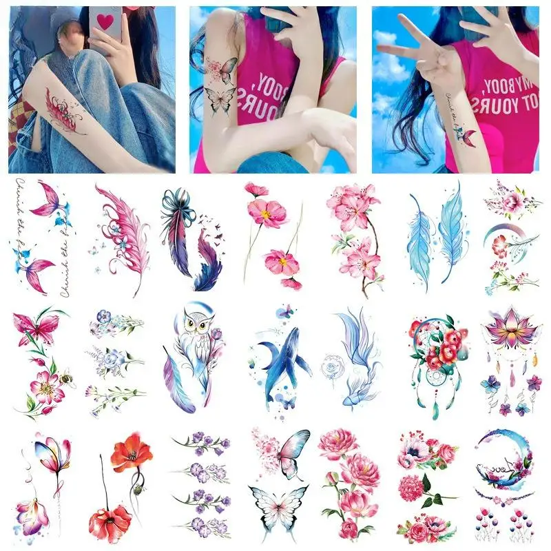 

2pcs small fresh Tattoo Stickers Waterproof Temporary Tattoo for men and women Realistic Fake Tattoo Minimalist body art