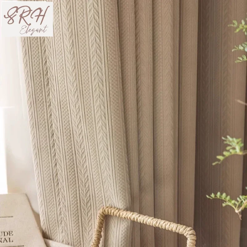 

Milk Tea Embossed Jacquard Curtains for Living Room Bedroom French Chenille Thickened Window Curtains Tulles Balcony Customized