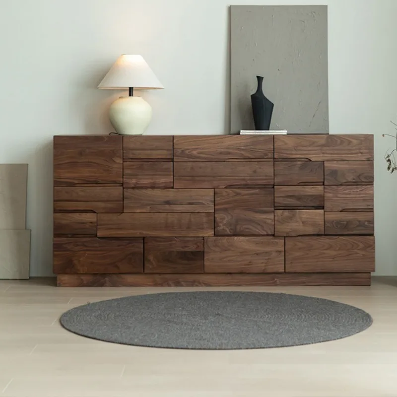 Black walnut nine-chest cabinet, bedroom, living room TV cabinet, American solid wood multi-bucket storage, bedside cabinet