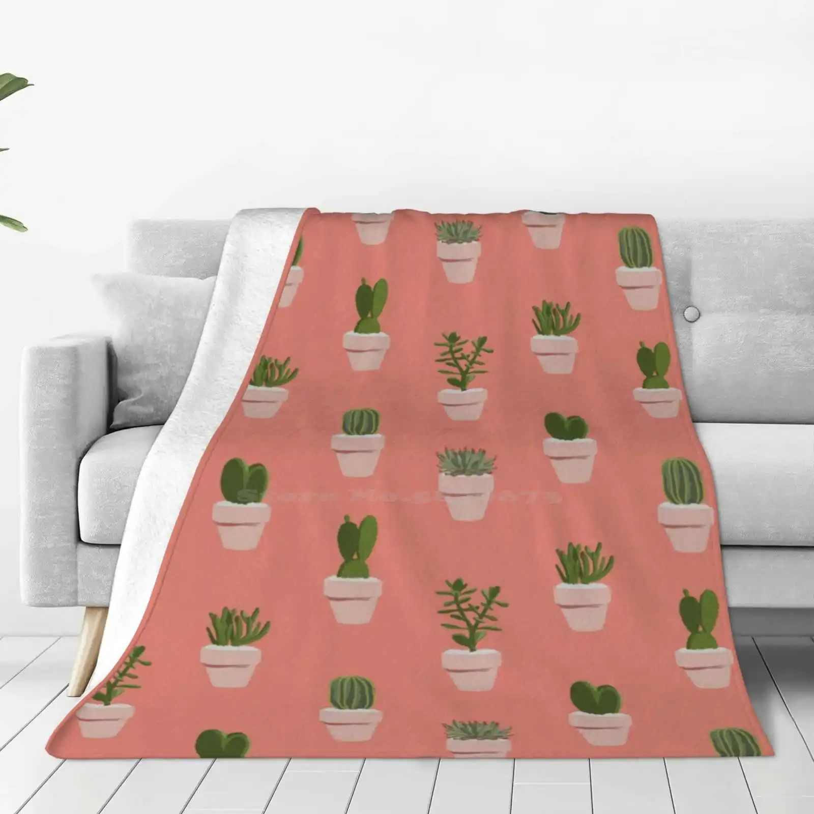 Cacti & Succulent Creative Design Comfortable Warm Flannel Blanket Cacti Succulent Cactus Echeveria Hoya Crassula Optunia