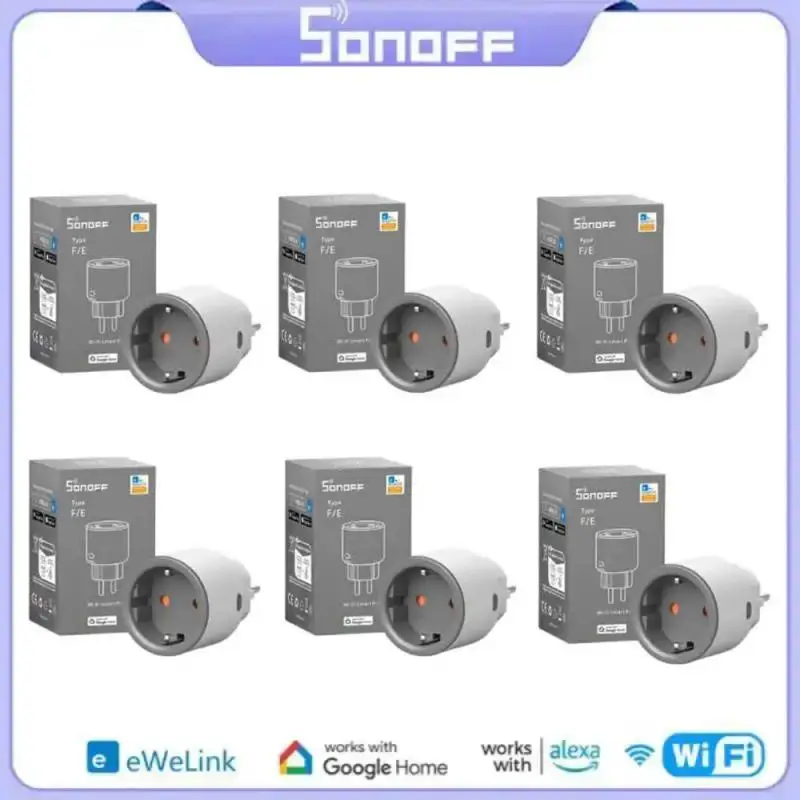 SONOFF S60 EU 16A IPlug Wi-Fi Smart Socket 1-5PCS Overbelastingsbeveiliging Slimme scène Afstandsbediening via EWeLink Alexa Google IFTTT