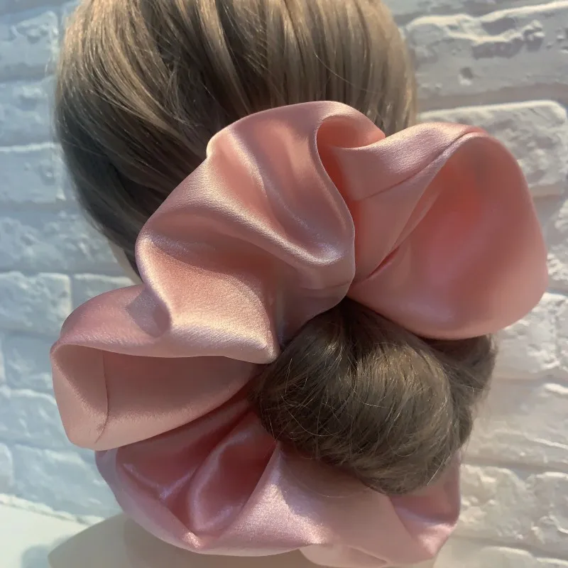 Satin Silk Oversize Hair Scrunchies Women Elastic Rubber Hair Bands Girls Solid Ponytail Holder Hair Ties Rope Hair Accessories