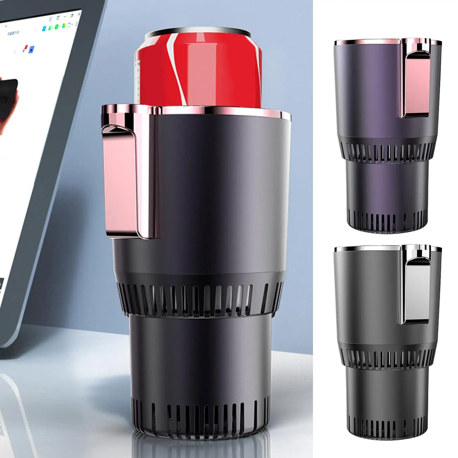DC 12V Car Mounted Hot And Cold Cup Drinks Holder Fast Refrigeration Cooling/Heating Mini Touch Screen Beverage Mug