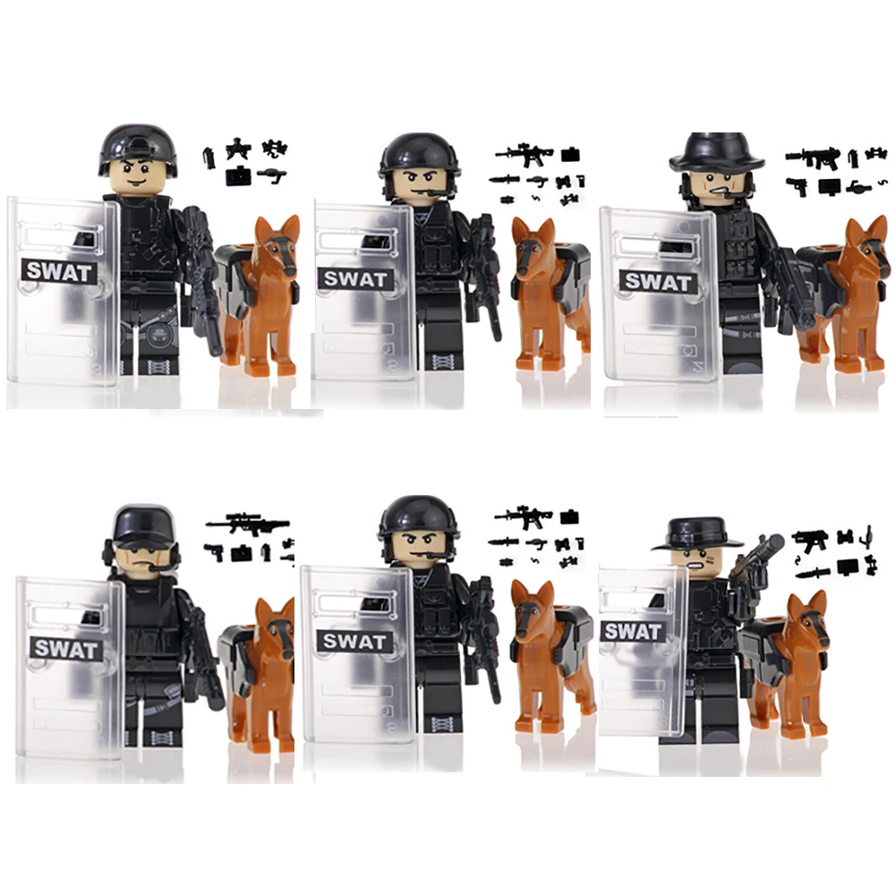 WW2 Military Toy Building Block SWAT with Jeep Weapon City Police Special Force Army Soldier Mini Doll Figure Brick Gift To Boy