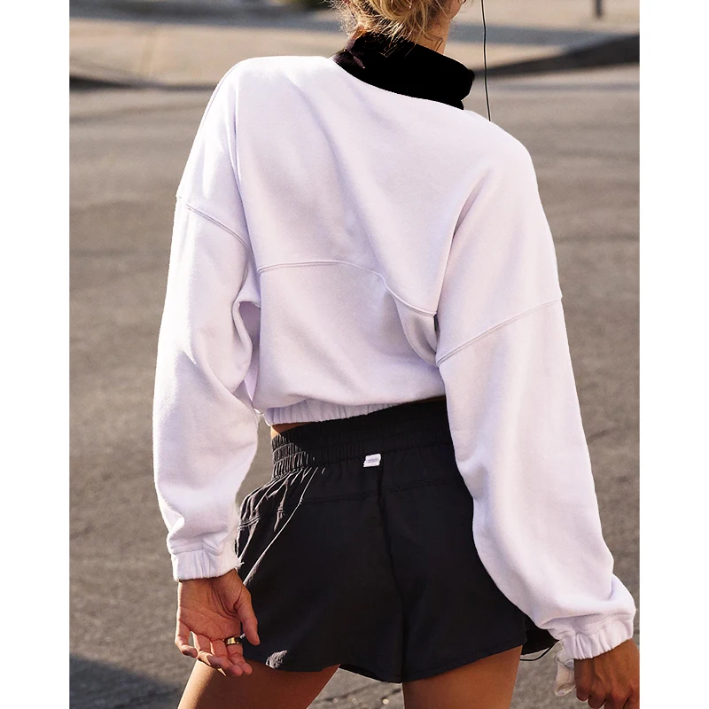 الأوروبية والأمريكية الرجعية المتناقضة الوقوف طوق هوديي للنساء الخريف فضفاضة نمط غير رسمي بأكمام طويلة #4