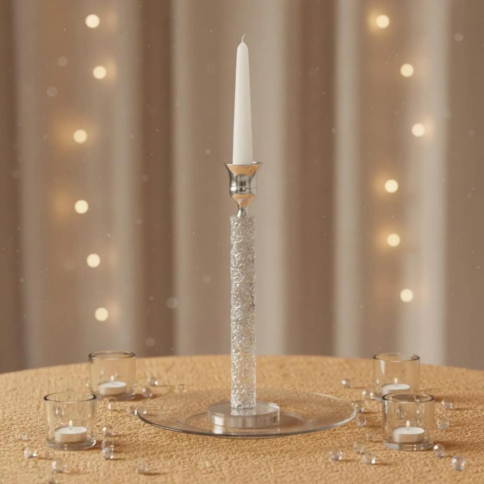 3 Pieces Crystal Candlestick Set Nordic Design Taper Candle Holder Set Decorative Table Centerpiece Elegant Design for Wedding
