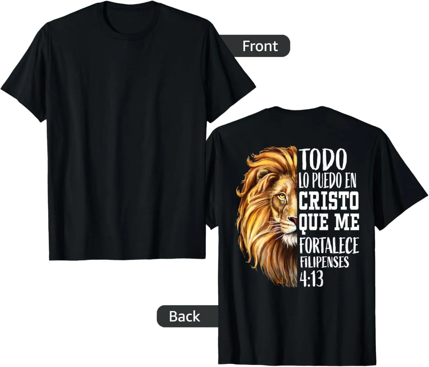Christian Gifts Hombres Español León Judá Gráfico en la espalda Camiseta estampada