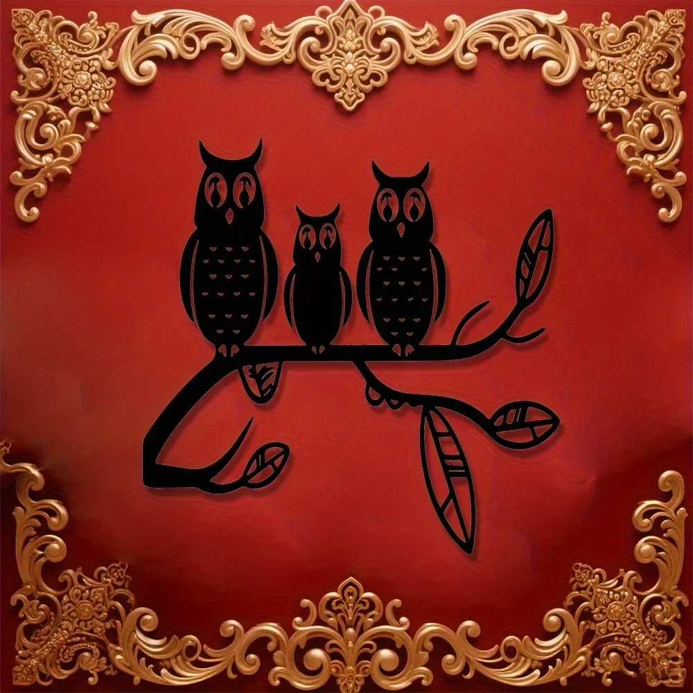 CIFBUY Owl Metal Wall Art Wrought Iron Branch Silhouette Sculpture Rustproof Hanging Decor For Living Room Bedroom Home Sign