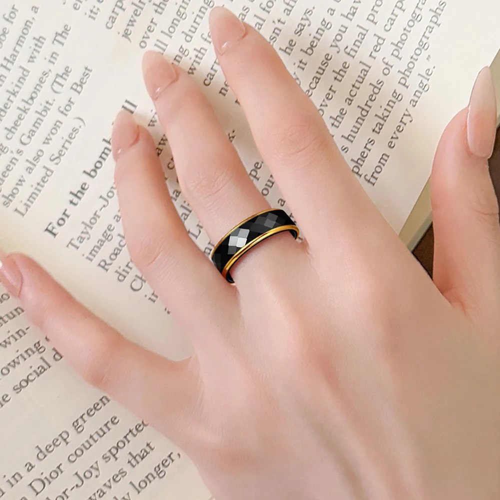 15 Styles Exquisite Gold Ceramic Faceted Ring for Women Fashion Minimalist Couple Rings Bands Engagement Wedding Bands Jewelry