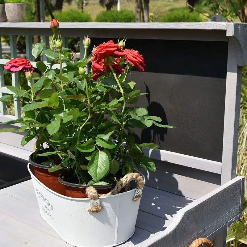 Outdoor Solid Wood Console, Flower Slot, Cabinet, Drawer, Rain-proof and Anti-corrosion Balcony, Garden, Villa Courtyard