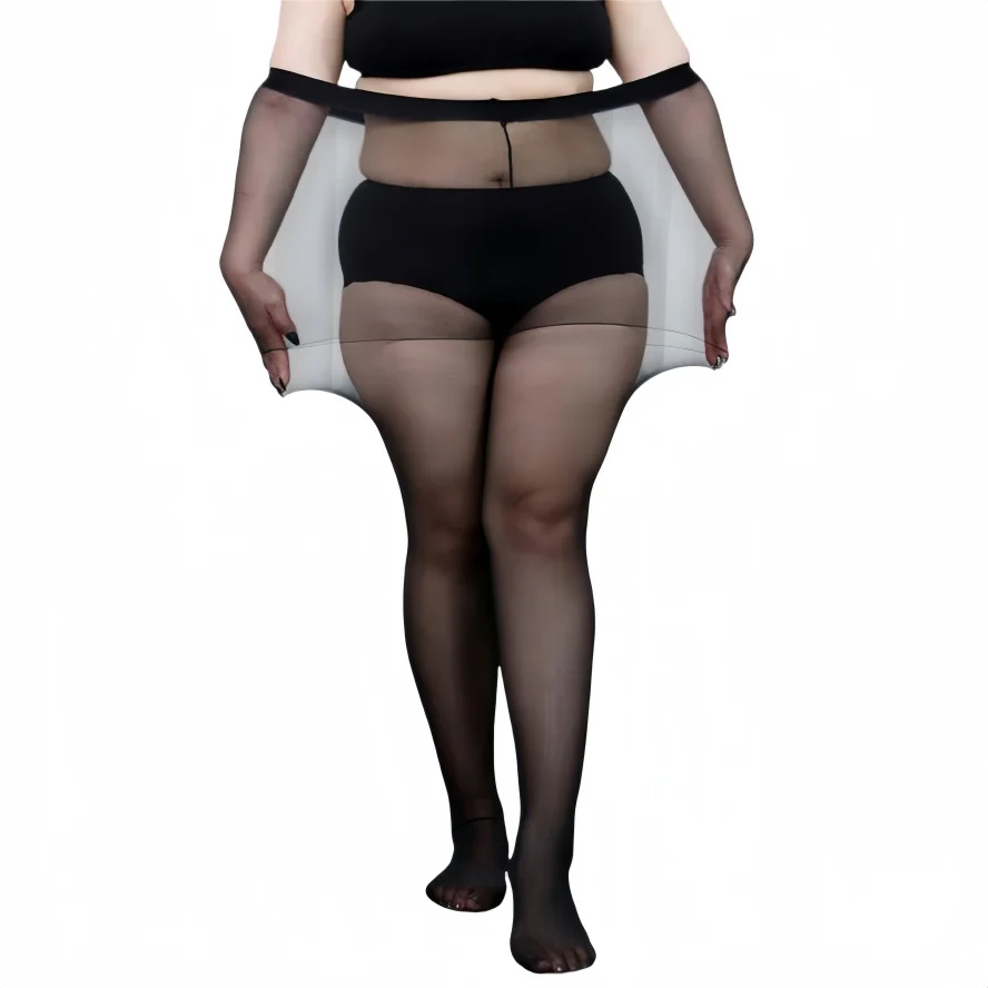15D Plus Size Women Stretch Pantyhose XXXXL White High Waist Tights Oversize Thin Large Black Stockings Summer Office wear 3XXXL