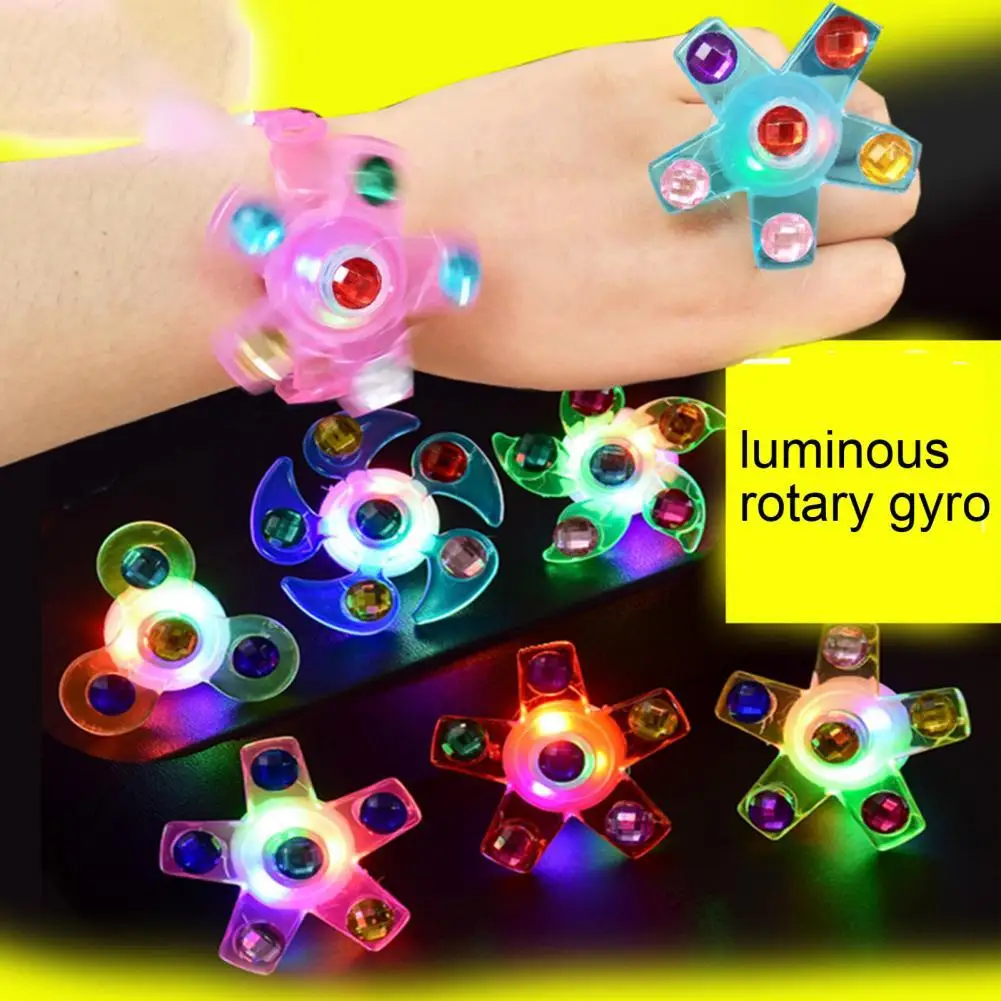 Spinning Top Luminous Adjustable Portable Ring Wrist Band Fidget Spinner Toy Bracelet for Children