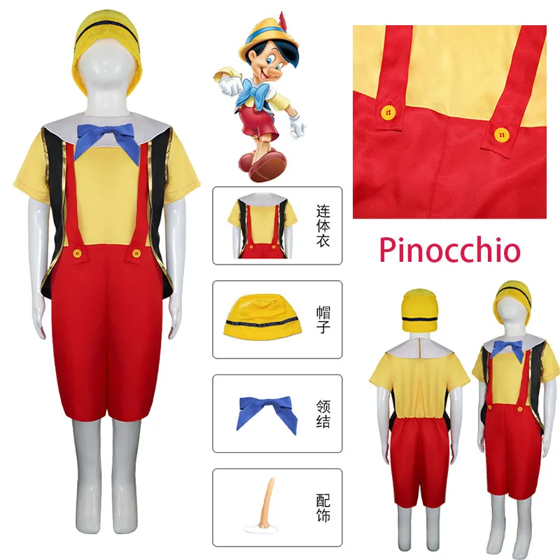 Disfraz de Cosplay de Pinocho de Nariz Larga WHH Anime, Conjunto Completo con Sombrero, Body y Lazo, para Halloween y Actuaciones Escénicas, Altamente Detallado