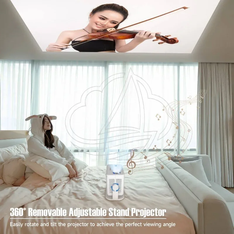 Native 1080P Projector, 650ANSI Support 4K, Android 11 System, 360° Projection