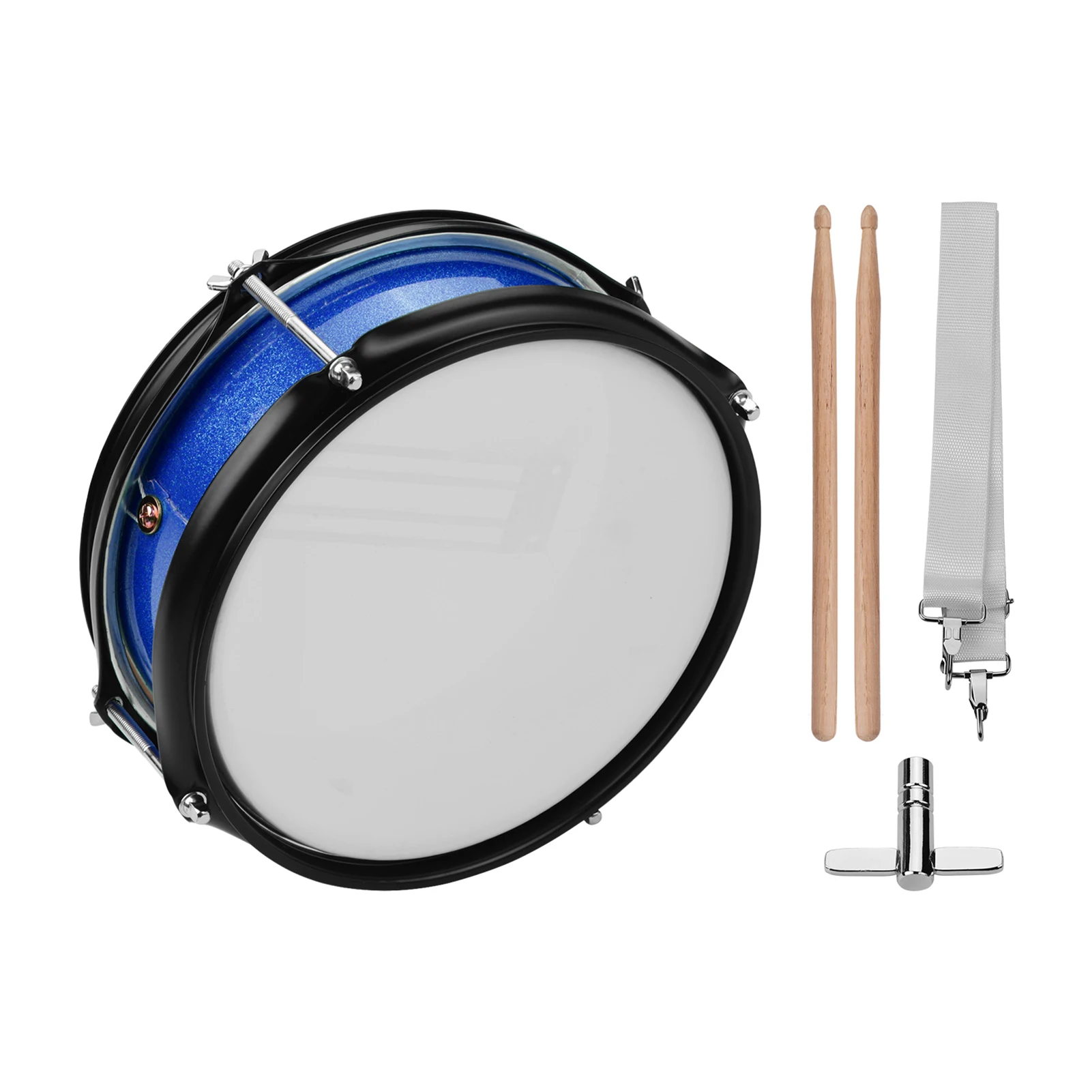 8inch Snare Drum Head with Drumsticks Shoulder Strap Drum Key for Student Band